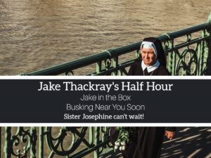 Jake Thackray's Half Hour -Jake in the Box busking near you soon
